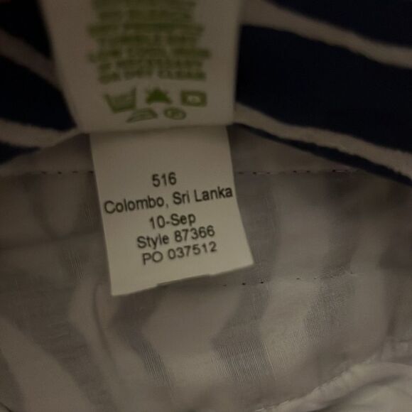 Lilly Pulitzer Navy Blue White Print Textured Capri Ankle Split Hem Kelly Pant 2 - Picture 9 of 9